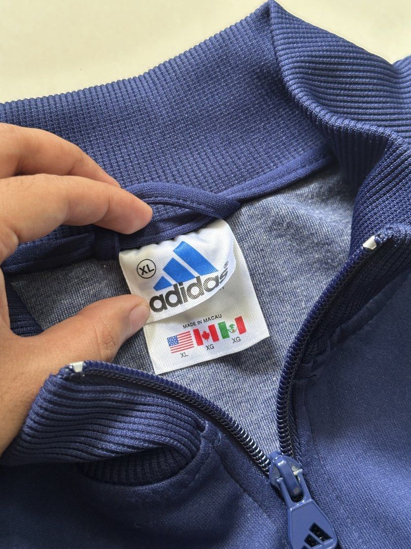 Vintage 90’s Adidas Track Jacket (Category: Coats, Jackets and Outerwear) located in Cavite. Submitted by brick.mnl (Listing ID 1468769113, Image 3). Description: Size XL youth fits Large-XL Dimes: 24x27 With zipper pockets Like new condition No flaws or issue .