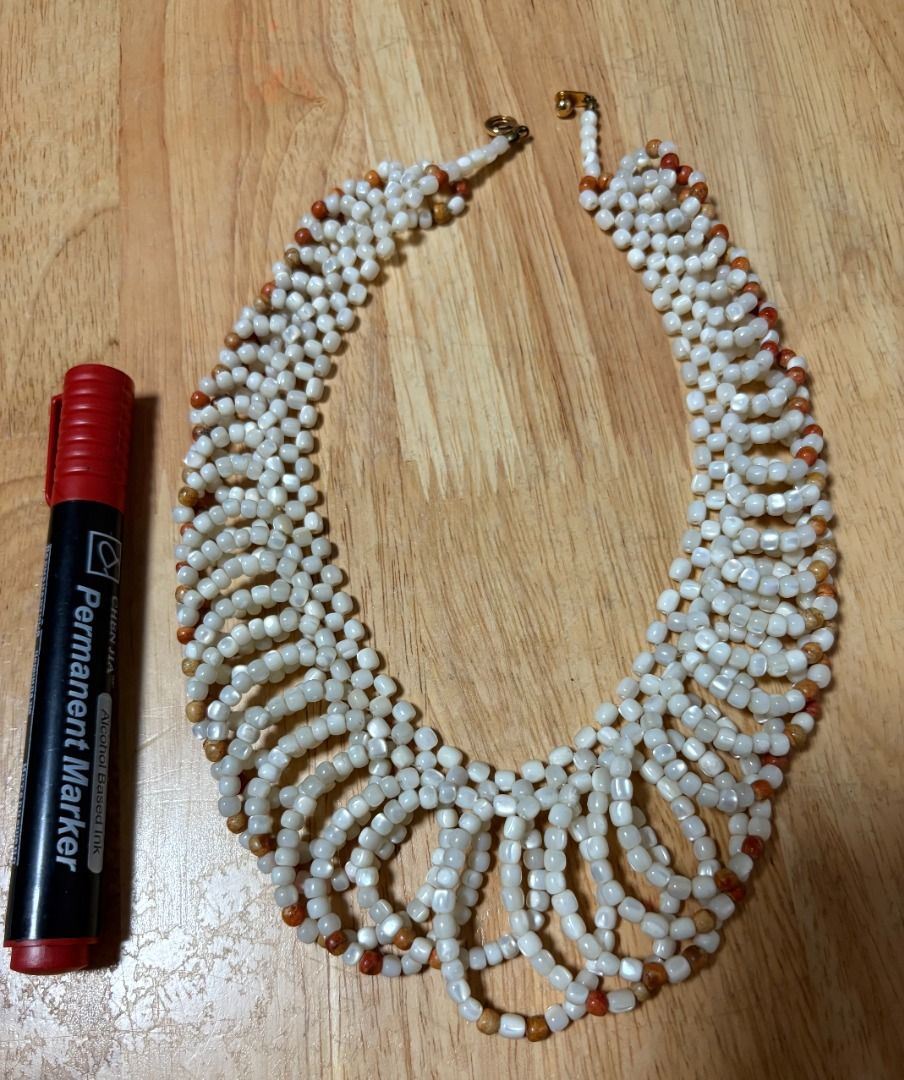 Vintage Beaded Bib Necklace (Category: Necklaces) located in Marikina City. Submitted by thrifty_trinkets_by_anais (Listing ID 1468927420, Image 1). Description: 🌸 Selling own preloved/brand new items for less - EVERYTHING is negotiable as long as REASONABLE in price 🤗 🙏🏻 Please also check my account for more marked down items 🫶 📍Marikina near S&R/Uniqlo 💳 Maribank/Maya 🏍️ Grab/Lalamove/J&T (by schedule) 🗓️ Offers/Reservations will be ho