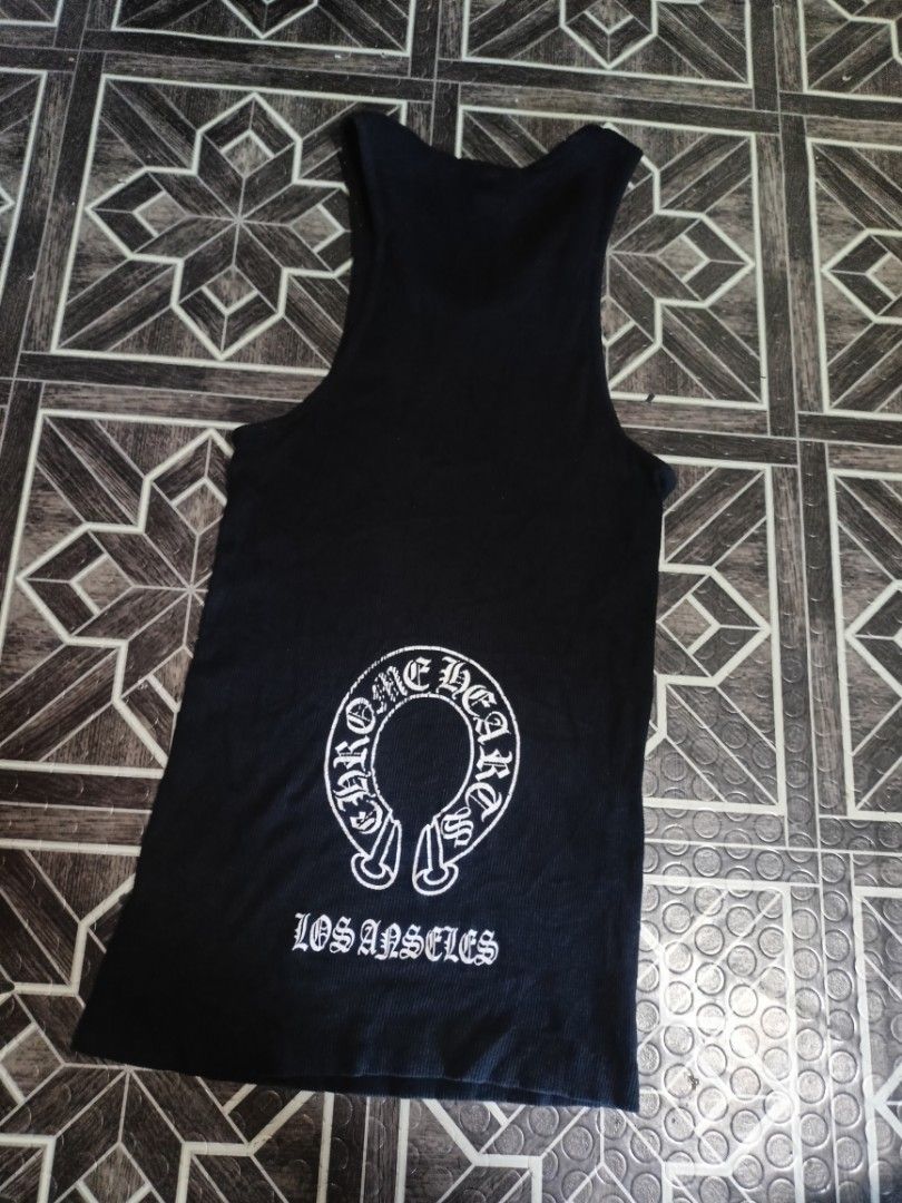 Vintage chrome hearts tank top (Category: Activewear) located in Davao. Submitted by dukekervy (Listing ID 1468743905, Image 2). Description: Vintage chrome hearts tank top medium in tag good condition stretch crack prints.