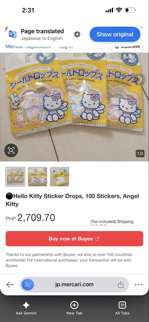 Vintage Hello Kitty "Moonlight Pixie" Seal Drops (ハローキティ シールドロップス) (Category: Character Goods) located in Davao. Submitted by favoritepreloved (Listing ID 1468766911, Image 2). Description: 10 designs, 10 pieces of each, originally priced at ¥200 in Japan. 💜100-piece flake sticker set, was released by Sanrio in the year 2000..