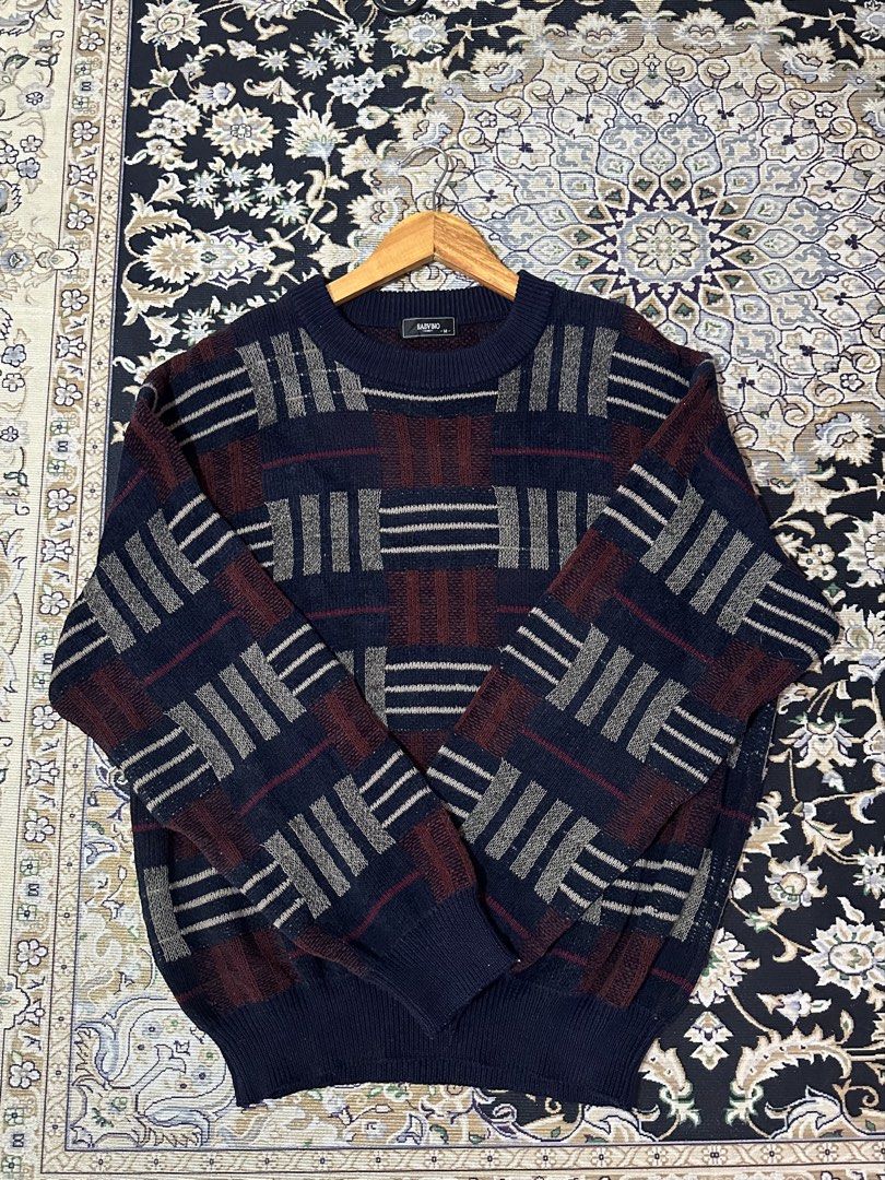 VINTAGE KNITTED SWEATER (Category: Coats, Jackets and Outerwear) located in Quezon City. Submitted by l00p.archives (Listing ID 1468756155, Image 1). Description: Knitted Sweater Size: Large on tag (23x28) Price: 499+sf .