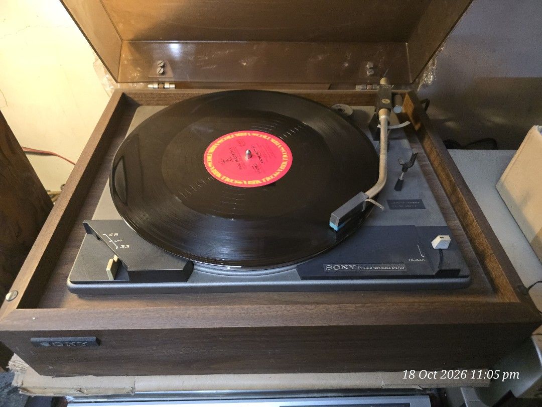 Vintage Sony PS-300 Idler type, semi automatic Turntable (Category: Portable Music Players) located in Caloocan City. Submitted by Lan_cab (Listing ID 1468888691, Image 2). Description: - Vintage Sony PS-300, Idler Type -Semi Automatic -33 and 45 RPM - Comes complete with orig tonearm, cartridge, and stylus -orig sony 45 adapter - Fully tested and spins properly - Standard RCA audio connections -all orig no history of repairs - made in Japan , ac