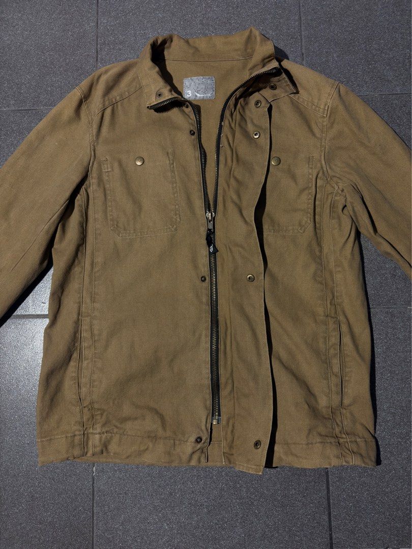 Vintage Tan Cotton Canvas Utility Work Jacket/ Chore Jacket (Category: Coats, Jackets and Outerwear) located in Binan City. Submitted by micosarchive (Listing ID 1468849272, Image 2). Description: 100% cotton dm for dimes and details.