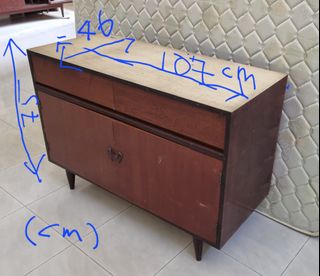 Vintage Solid Wood Display Cabinet / Sideboard – Dark Brown, Furniture ...