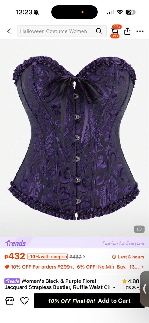 Violet & Black Corset for Halloween (Category: Others Tops) located in Las Pinas. Submitted by hanrue12 (Listing ID 1468744096, Image 1). Description: Violet and black corset good for halloween and other events.