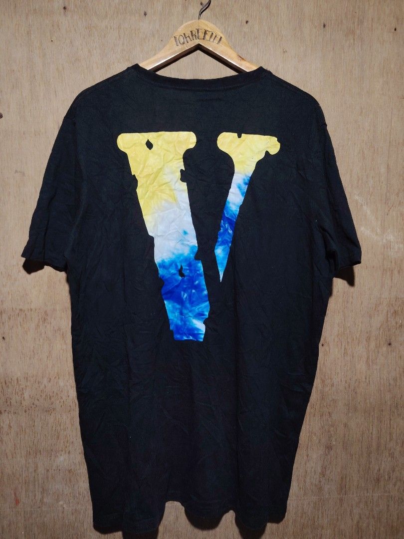 Vlone Black Tie Dye V Logo Tee Size XL (Category: Tshirts & Polo Shirts ) located in Roxas, Palawan. Submitted by act_thrift_palawan (Listing ID 1468734521, Image 3). Description: - Brand: Vlone - Color: Black with colorful tie-dye back graphic - Size: XL (Measures approx. 23" chest x 31" length) - Condition: Great streetwear piece, comfortable fit for daily wear - Details: Classic front logo, interior tag with branding and care instructions inta