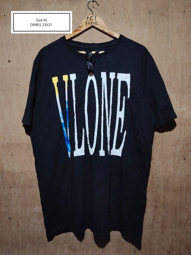 Vlone Black Tie Dye V Logo Tee Size XL (Category: Tshirts & Polo Shirts ) located in Roxas, Palawan. Submitted by act_thrift_palawan (Listing ID 1468734521, Image 1). Description: - Brand: Vlone - Color: Black with colorful tie-dye back graphic - Size: XL (Measures approx. 23" chest x 31" length) - Condition: Great streetwear piece, comfortable fit for daily wear - Details: Classic front logo, interior tag with branding and care instructions inta
