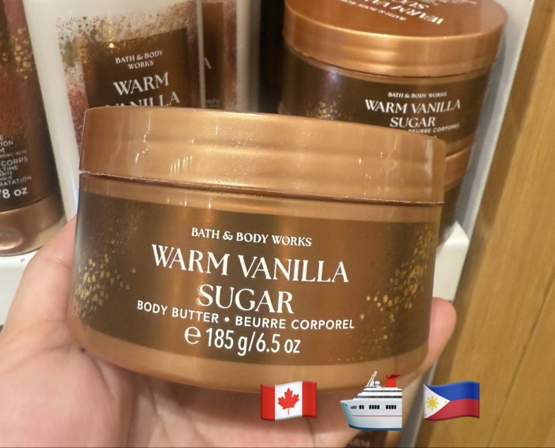 Warm Vanilla Sugar Body Butter (Category: Body Care) located in Balungao. Submitted by kateee21 (Listing ID 1468926318, Image 1). Description: 📌📌📌 Available PINAS 🇵🇭 ON HAND 🛳 Shipped from Canada 🇨🇦 to Philippines 🇵🇭 via sea cargo 📦; Local Shipping fee c/o buyer ✅ 💯 Original/ Authentic Bath and Body Works Canada 🇨🇦 store bought.
