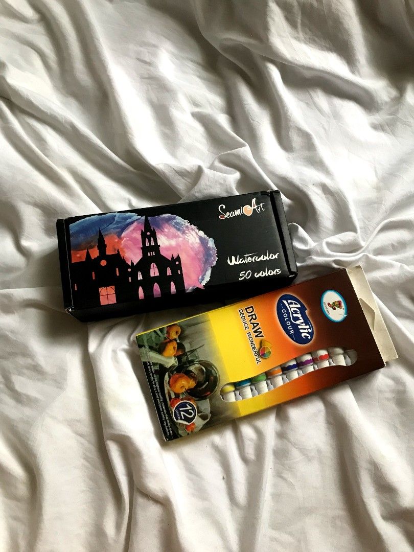 Watercolor and Acrylic Paint (Category: Stationery & School Supplies) located in Cavite. Submitted by maica_ (Listing ID 1468735322, Image 1). Description: dm for haggle.