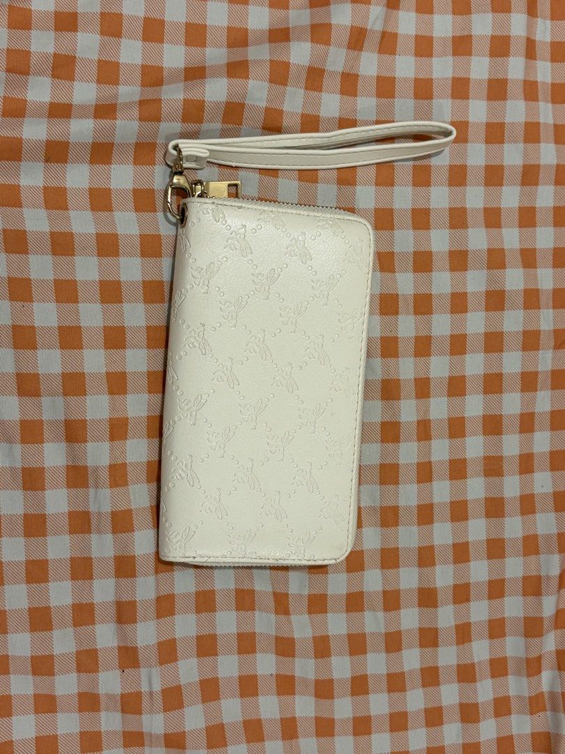 White Embossed Bee Pattern Wristlet Wallet with Gold Hardware (Category: Wallets & Card holders) located in Manila. Submitted by jdace (Listing ID 1468844529, Image 1). Description: - Elegant white wallet with trendy all-over embossed bee pattern - Secure zip-around closure to keep your essentials safe - Includes a convenient matching wrist strap with a gold-tone clasp - Pristine white interior and exterior finish.