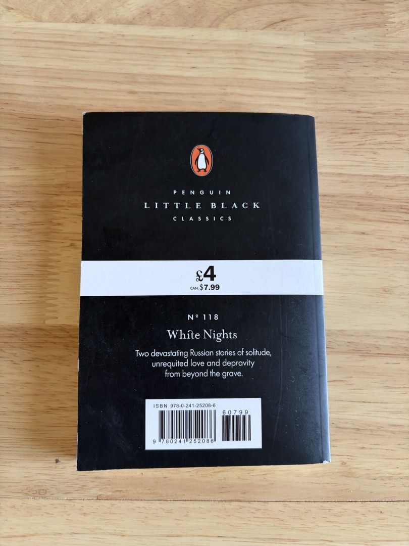 White Nights by Fyodor Dostoevsky (Category: Storybooks) located in Quezon City. Submitted by jjflo1703 (Listing ID 1468785518, Image 2). Description: White Nights by Fyodor Dostoevsky (Penguin Classics edition) - Condition: like new, clean pages, creaseless spine - Bought for: ₱300 - MOP: GCash, Maya, Bank transfer - Location: Metro Manila, PH .