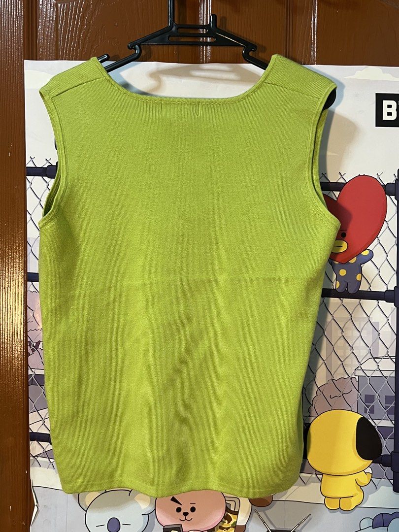 White Stag Lime Green Knit Tank Top (Category: Sleeveless) located in Marikina City. Submitted by yssacee (Listing ID 1468908976, Image 2). Description: - Brand: White Stag - Color: Vibrant lime green - Style: Sleeveless pullover with scoop neckline and wide straps - Soft Material and great quality, used lightly - paired with flared black pants - Bought from the US - pm for more photos - shipping from lower antipolo rizal .