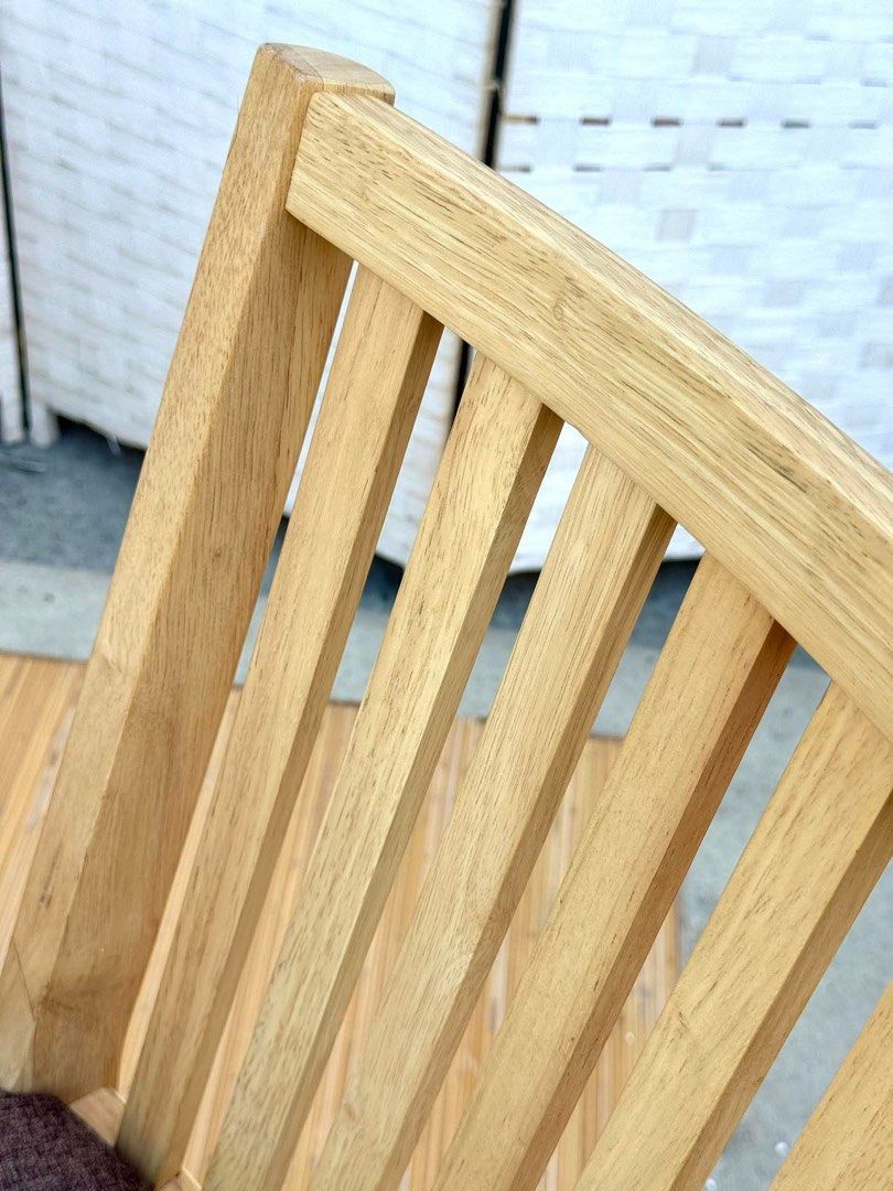 Wooden dining table with four cushioned chairs (Category: Tables & Sets) located in Manila. Submitted by justinlei.103 (Listing ID 1468808234, Image 2). Description: JAPAN SURPLUS NITORI 4 SEATER DINING SET IN GOOD CONDITION SIZE: 27.5H x 55L x 31.5W inches 17H x 16L x 16W inches.