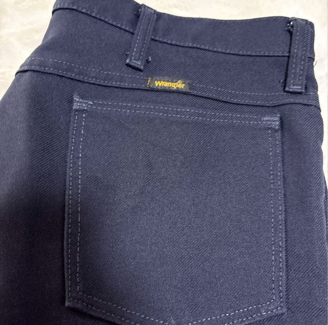 Wrangler Rancher Pants (Category: Jeans) located in Cebu City. Submitted by south_thrift (Listing ID 1468773217, Image 3). Description: Wrangler Rancher Pants, Navy, W36, Made in Mexico of USA fabric. Size: W36 L30. Actual measurements: Waist 90cm, Rise 30cm, Inseam 72.5cm, Thigh width 30cm, Hem width 23.5cm, Total length 99.5cm. Please note that these are amateur measurements. ✴︎As this is a vintage item, please refrain from purchasing if you re