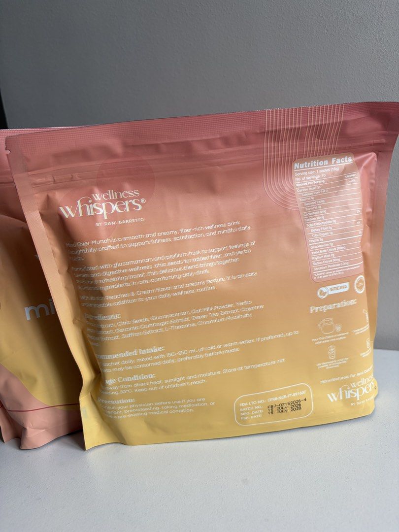 WW Peaches & Cream with FREE Assorted Flavors (Category: Other Food & Drinks) located in Mandaluyong City. Submitted by apricia (Listing ID 1468718400, Image 3). Description: Wellness Whispers by Dani Barretto Mind Over Munch Peaches & Cream with Chia Seeds 33 kcal per serving 10 sachets per pack.