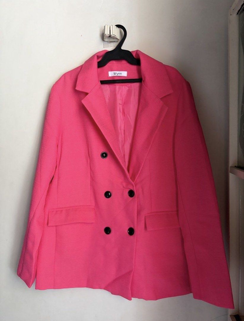Wynn Pink Double Breasted Blazer Jacket (Category: Coats, Jackets and Outerwear) located in General Trias. Submitted by r_bimil (Listing ID 1468722182, Image 1). Description: Wynn Pink Double Breasted Blazer Jacket for sale!.