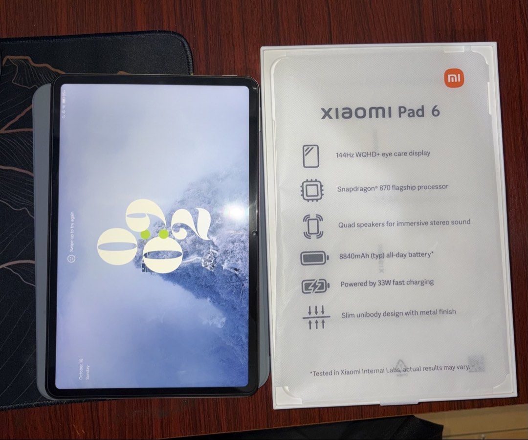 Xiaomi Pad 6 (Category: Android) located in Santa Rosa. Submitted by jalucero (Listing ID 1468854114, Image 1). Description: XIAOMI PAD 6 128gb (silver) Personal unit and alagang alaga. No to BNS • No hidden issues • Smooth performance • Good for studying, working, and gaming • Very good condition 8/10 ✅ • tempered glass since day 1 ✅ • no cracks, dents, never nabasa ✅ Specs: - 6GB + 2GB ram - Internal storage: 128GB - 144hz - 33w fast charging I