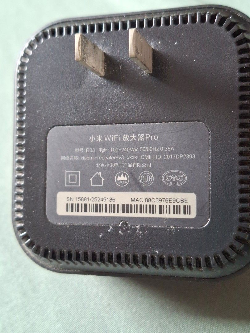Xiaomi WiFi Repeater Pro (Category: Networking) located in San Pedro. Submitted by epic.ryan_01 (Listing ID 1468715304, Image 2). Description: - Model: Xiaomi WiFi Repeater Pro (R03) - Color: Sleek black finish - Coverage: Dual external antennas for extended home network coverage - Setup: Quick and easy setup via the Mi Home app - Convenience: Direct wall plug-and-play design ₱450 negotiable..