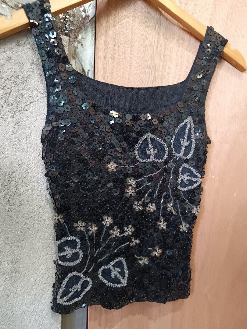 Y2k beaded tops (Category: Sleeveless) located in Davao. Submitted by mln-boutique (Listing ID 1468727108, Image 2). Description: size - m good condition minimal loose stitch 1k for both.