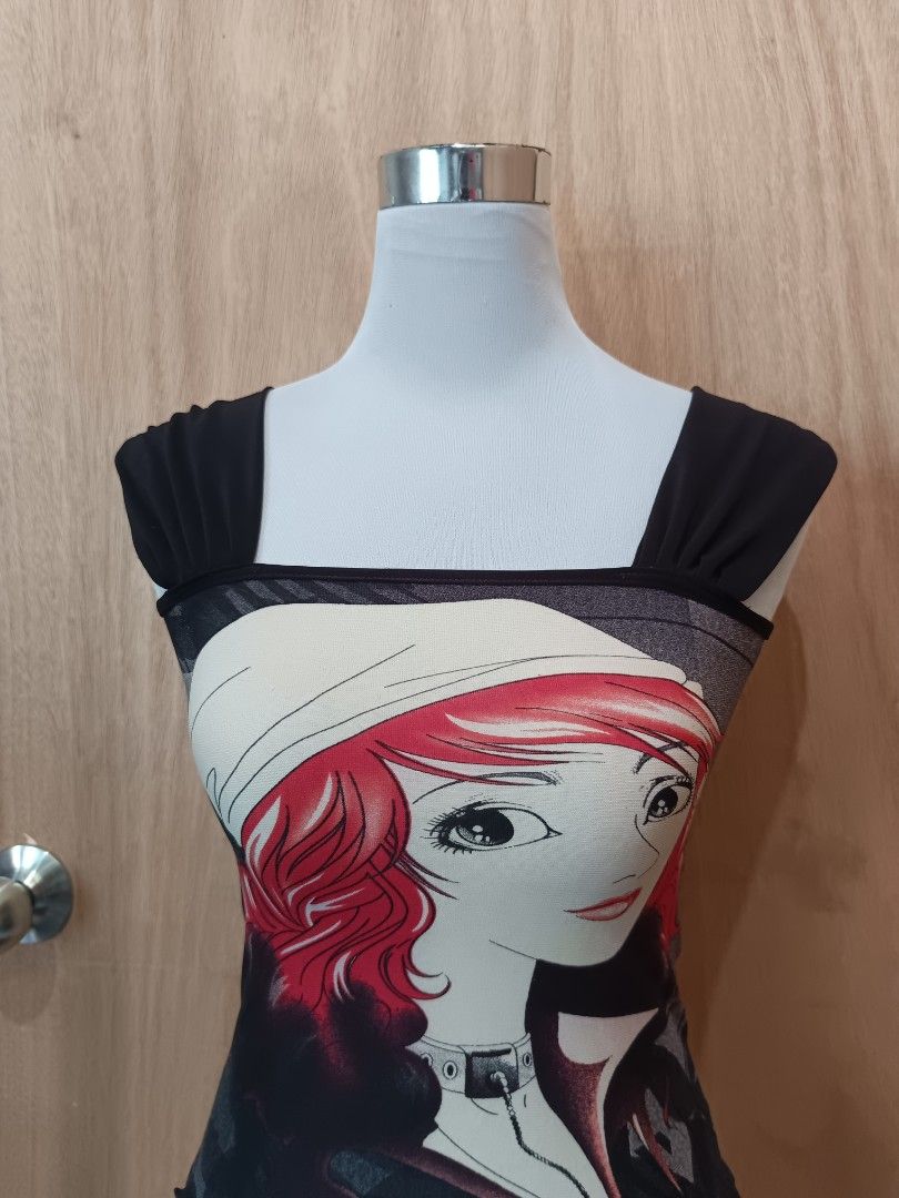 Y2k graphic mesh top (Category: Sleeveless) located in Davao. Submitted by mln-boutique (Listing ID 1468735773, Image 3). Description: size - s good condition.
