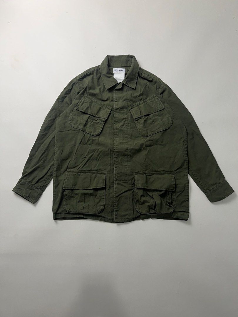 Yaeca Like Wear Fatigue Olive Poplin Jacket (Category: Luxury Apparel) located in Makati City. Submitted by ufcknwthbst (Listing ID 1468734996, Image 1). Description: 22 inch width 27 inch length 9.5/10 condition No issue.
