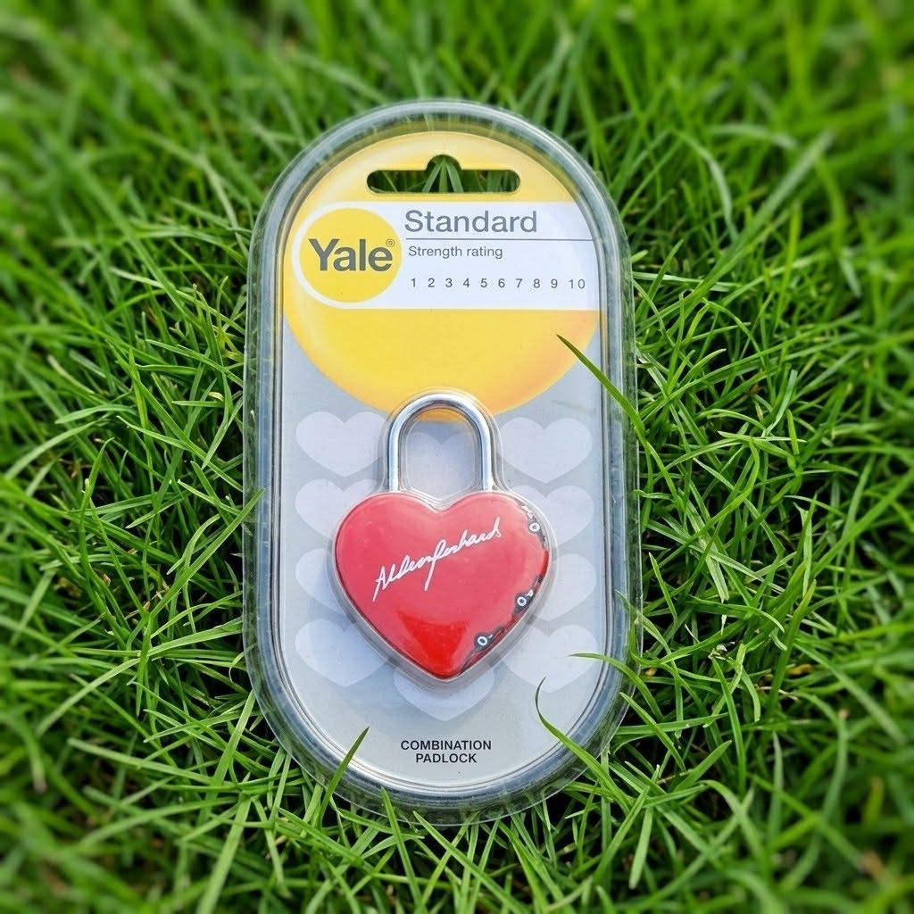 Yale Standard Red Heart Combination Padlock (Category: Locks, Doors & Gates) located in Quezon City. Submitted by reply_1982 (Listing ID 1468716980, Image 1). Description: - Brand: Yale - Design: Heart-shaped in vibrant red - Security: Standard strength rating with easy-to-set custom code - Size: Compact, ideal for lockers, luggage, and diaries - Condition: Opened not used..