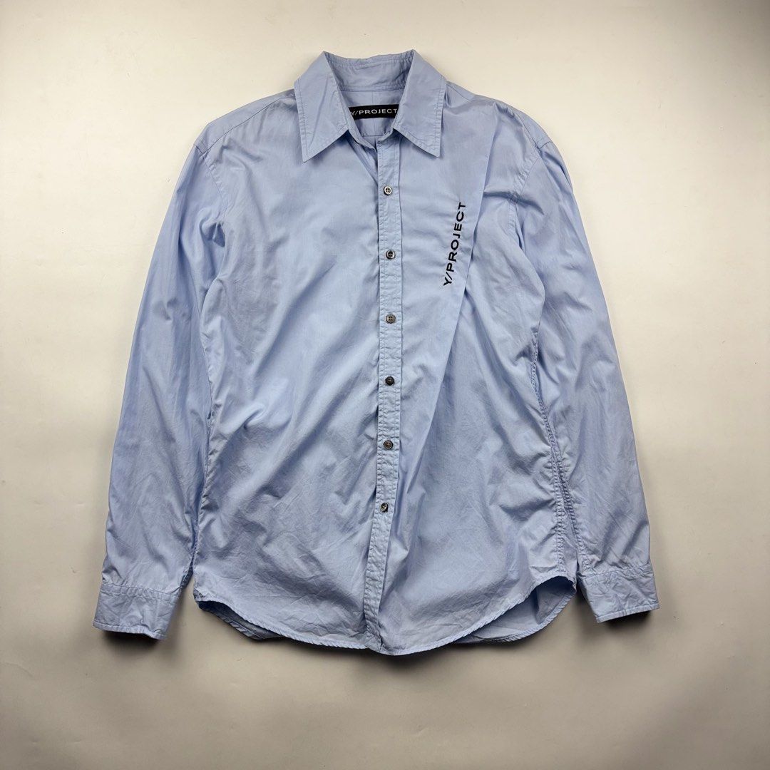 Y/Project Pinched Shirt (Category: Tshirts & Polo Shirts ) located in Makati City. Submitted by ragrepository (Listing ID 1468728413, Image 1). Description: Y/Project Pinched Shirt Tagged as Small Length- 31” Pit to pit- 22.5” Sleeves- 26” Shoulder-18.5” Condition-9/10 Flaw- None .