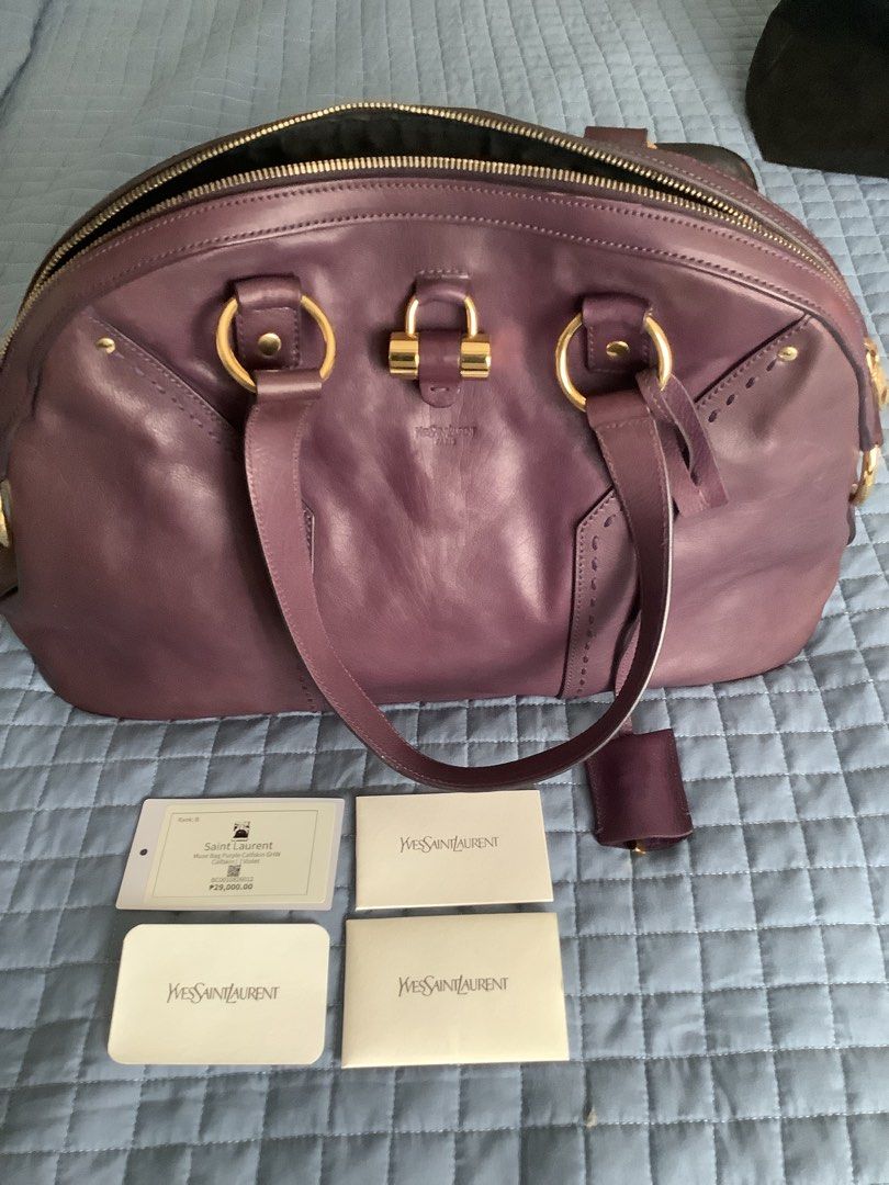 YSL Muse Bag (Category: Luxury Bags & Wallets) located in Taytay. Submitted by eugeneyoung (Listing ID 1468768933, Image 1). Description: ✅ YSL Muse Bag Purple Calfskin. ✅ Purple Calfskin GHW. ✅Hardware:Gold. ✅ H28xW42xD14cm. ✅ Made in Italy. ✅ 💯 % Authentic YSL bag. ✅ With dust bag. .