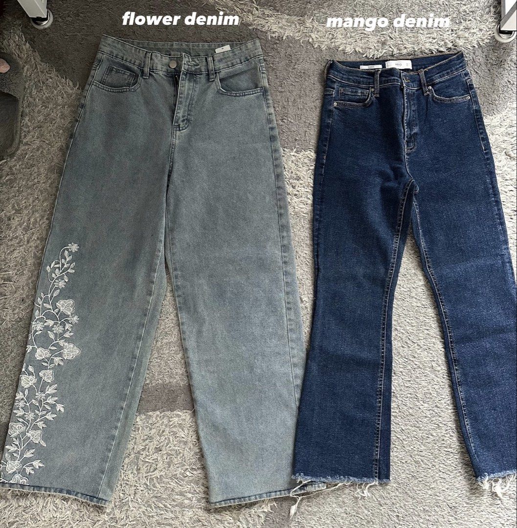 Zara and Mango Pants (Category: Jeans) located in Las Pinas. Submitted by leviheichoouu (Listing ID 1468746203, Image 2). Description: FITS XS - M zara black sequin 36 - 250 mango black faux leather 36 - 200 flower denim M - 200 mango denim 34 - 200 zara white 34 (oversized) - 200 mango pink trousers 34 - 200 zara denim 1 36 - 200 zara denim 2 34 - 200 no brand brown trousers M - 200 no brand black denim L - 200 All items do not have any flaws an