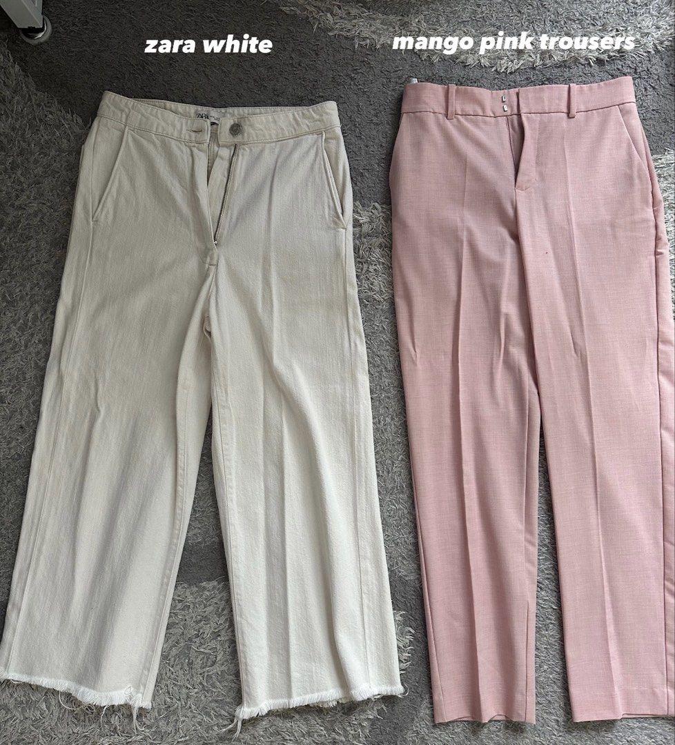 Zara and Mango Pants (Category: Jeans) located in Las Pinas. Submitted by leviheichoouu (Listing ID 1468746203, Image 3). Description: FITS XS - M zara black sequin 36 - 250 mango black faux leather 36 - 200 flower denim M - 200 mango denim 34 - 200 zara white 34 (oversized) - 200 mango pink trousers 34 - 200 zara denim 1 36 - 200 zara denim 2 34 - 200 no brand brown trousers M - 200 no brand black denim L - 200 All items do not have any flaws an