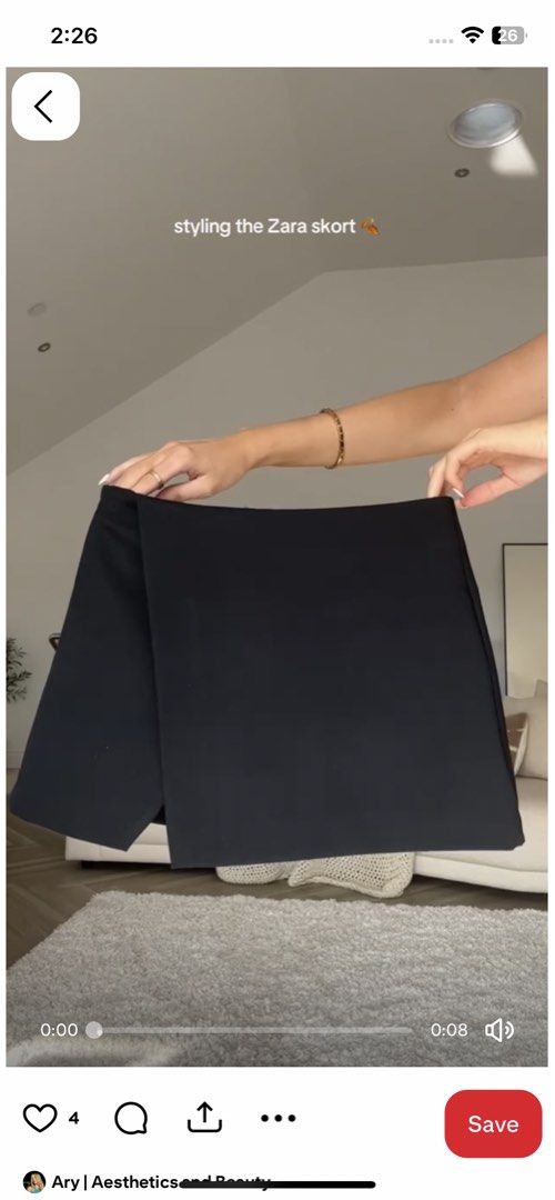 Zara aysmmetric black mini skort (Category: Skirts) located in Santa Rosa. Submitted by jamrose (Listing ID 1468808421, Image 1). Description: Black 28-29 L 12.5 No flaws Side zip.