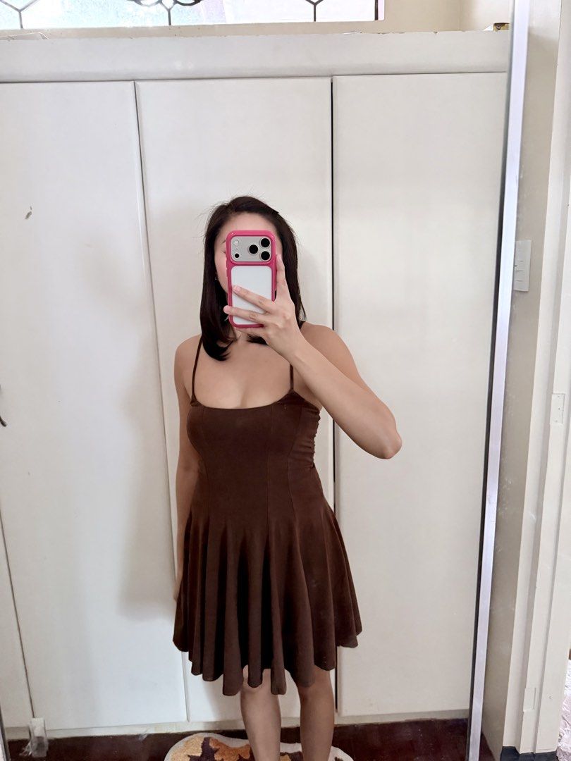 Zara Brown Corset Style Mini Dress (Category: Dresses) located in Bacoor. Submitted by shop.ann.g (Listing ID 1468790690, Image 1). Description: - Brand: Zara - Color: Chocolate brown - Style: Fitted bodice, spaghetti straps, flared pleated skirt - Condition: Worn once, excellent shape - Versatile: Perfect for casual days or dressed up with heels .