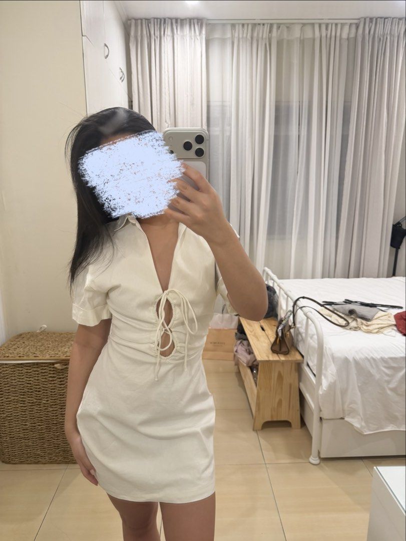Zara cutout dress (Category: Dresses) located in Las Pinas. Submitted by pascual.drea (Listing ID 1468845992, Image 1). Description: Zara white cutout dress Used twice.