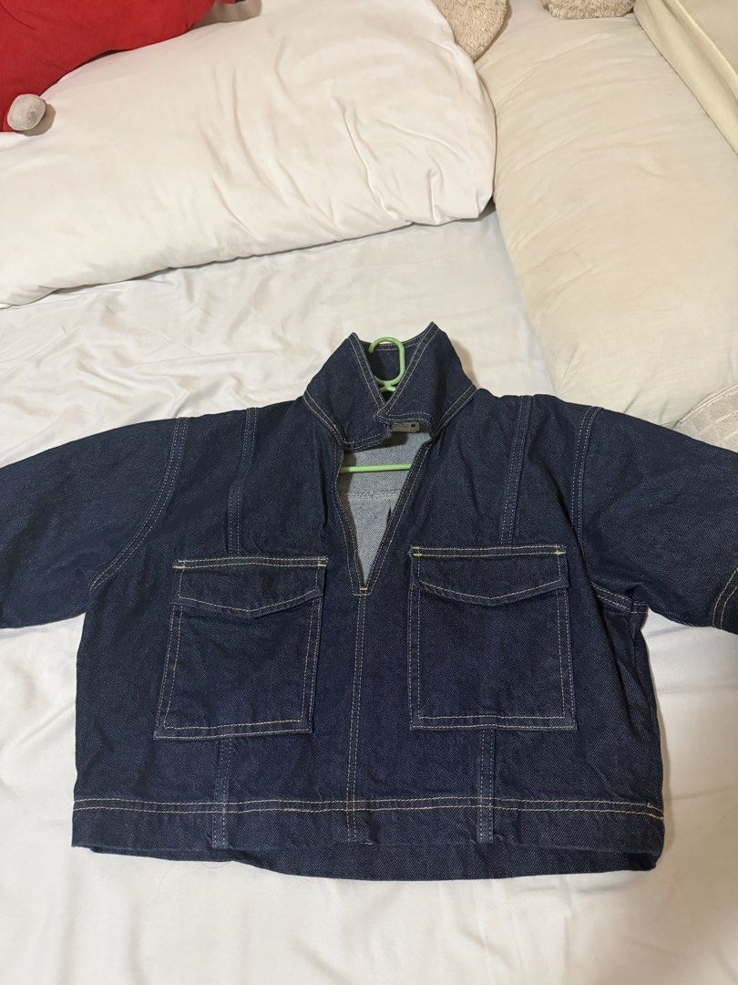 Zara Denim Crop Jacket Size S (Category: Coats, Jackets and Outerwear) located in Cebu City. Submitted by jocapin32 (Listing ID 1468733675, Image 2). Description: - Brand: Zara - Size: S (EUR S, USA S, MEX 26) - Color/Wash: Dark blue denim - Origin: Made in Turkey - Design: Short boxy cut, high collar, front pockets, and contrast stitching - Condition/Vibe: Great casual outerwear for everyday wear - DM for inquiries or fast checkout!.