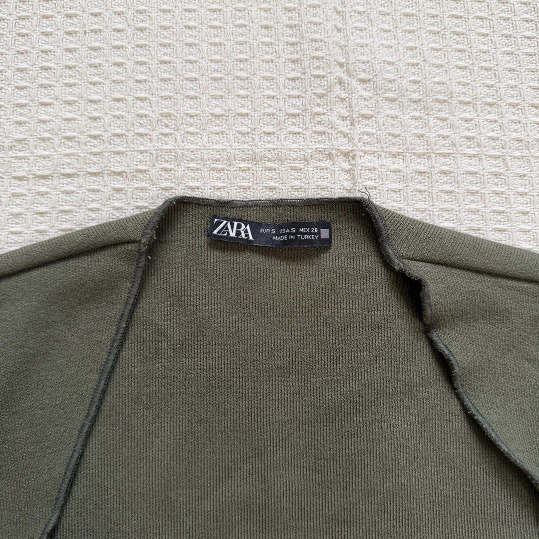 zara olive green top (Category: Sleeveless) located in Cabanatuan. Submitted by brokegirlwholovesclothes (Listing ID 1468738521, Image 2). Description: - size S on tag, best fits XS-S - see last 2 photos for issues mine 200.