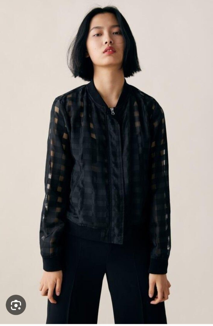 Zara Sheer Bomber Jacket (Category: Coats, Jackets and Outerwear) located in Baguio. Submitted by k_style_co_preloved (Listing ID 1468739478, Image 2). Description: ON SALE! SALE! SALE! 🎉 ✨ SALE GUIDELINES ✨ 📌 Fixed Price Only – All sale items are offered at their final prices. No haggling or further negotiations, please. ❤️ 📏 Flat-Lay Measurements: M size 🔎 Flaws/Remarks: Authentic 💯 Please check the item details carefully before placing yo