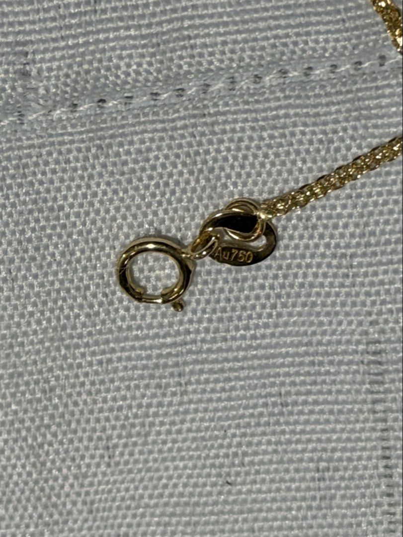 18k Saudi Gold Chain Necklace 18” (Category: Necklaces) located in Marikina City. Submitted by lirawr (Listing ID 1469059573, Image 2). Description: - Material: Authentic Au750 / 18k Solid Gold - Design: Delicate link chain, lightweight and simple - Clasp: Secure spring ring closure - Authenticity: Clearly stamped near the clasp - Condition: Brand new / Excellent quality.
