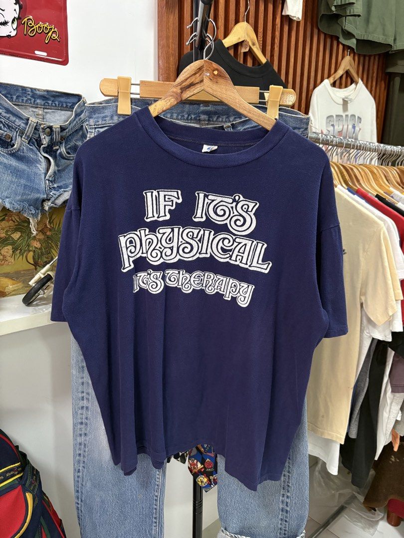1970s statement tee (Category: Tshirts & Polo Shirts ) located in Paranaque City. Submitted by arcvintage (Listing ID 1469005134, Image 1). Description: 1970’s Statement tee. Size: XL Chest: 24.5” Length: 27” Flaws: Color rate: 9/10 P1000 plus shipping fee. Sizing is determined by measurements not by the garment tag. Disclaimer: Arc Vintage is not affiliated with the official brand’s displayed. All rights to the brands logo/imagery to the rightfu