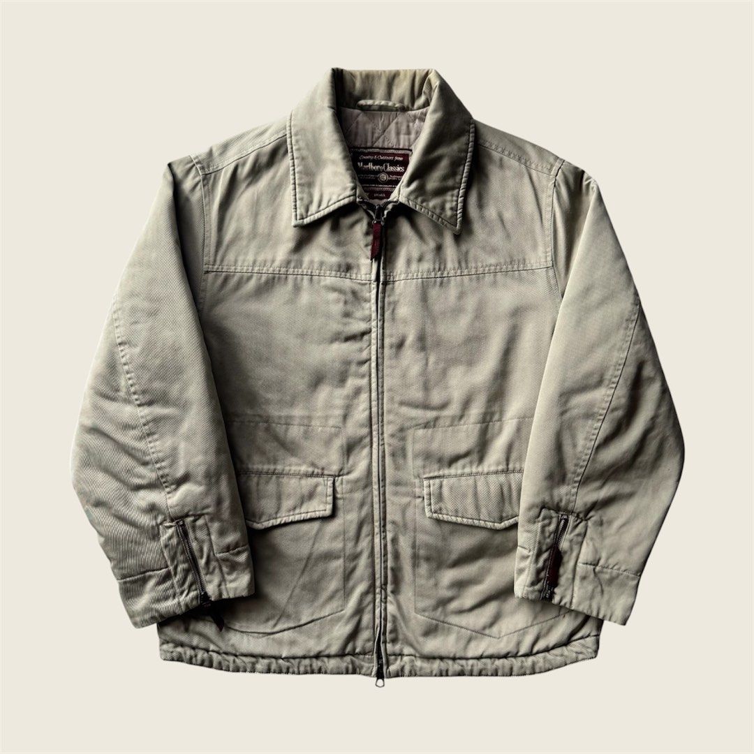 1990s Marlboro Classics Canvas Utility Work Jacket (Category: Coats, Jackets and Outerwear) located in Baguio. Submitted by retrophiletown (Listing ID 1469063033, Image 1). Description: 1990s Marlboro Classics Canvas Utility Work Jacket Measurement in inches Width: 23.5 Length: 27.