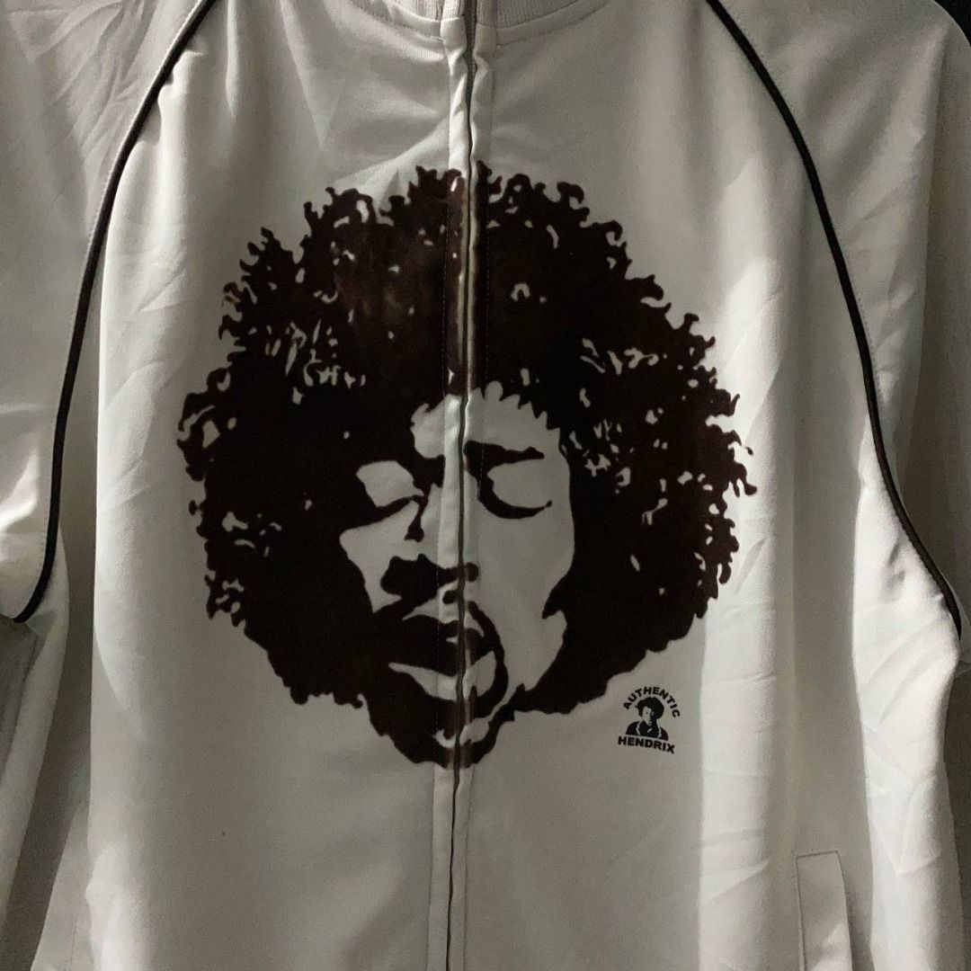 2006 Jimmy Hendrix Longsleeve Shirt (Category: Tshirts & Polo Shirts ) located in Legazpi City. Submitted by southeastjunkies (Listing ID 1469095486, Image 2). Description: Y2K Jimmy Hendrix Longsleeve Shirt (Dated 2006, Hybrid Tag) 23x28 (XL) minor stains, suede graphic material not silk screen print.