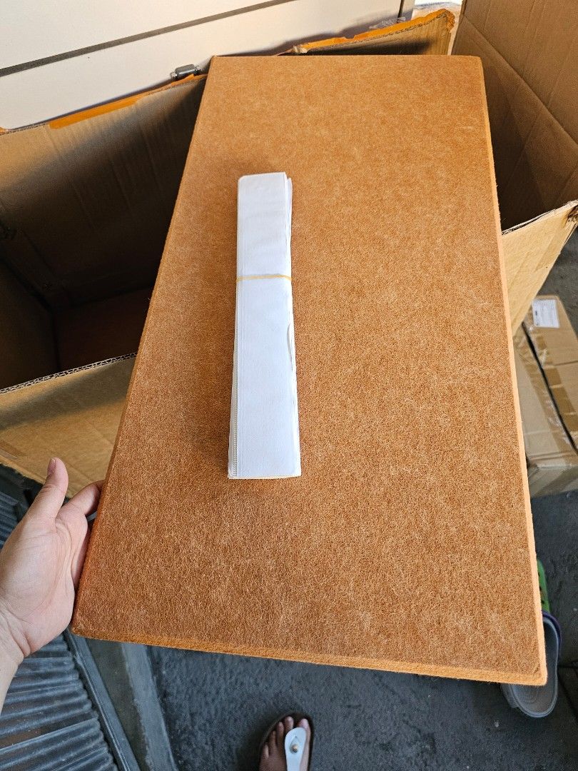 20 pcs Acoustic Panels Sound Proofing Wall Insulation (Category: Construction & Building Materials) located in San Mateo. Submitted by reyshel08 (Listing ID 1469027461, Image 2). Description: - Type: Soundproofing acoustic panels for walls and ceilings - Material: Brown textured fiber - Shape: Rectangular - Benefits: Effectively reduces echo and noise in rooms, home theaters, bedrooms, or offices - Inclusions: Comes with installation strips and r