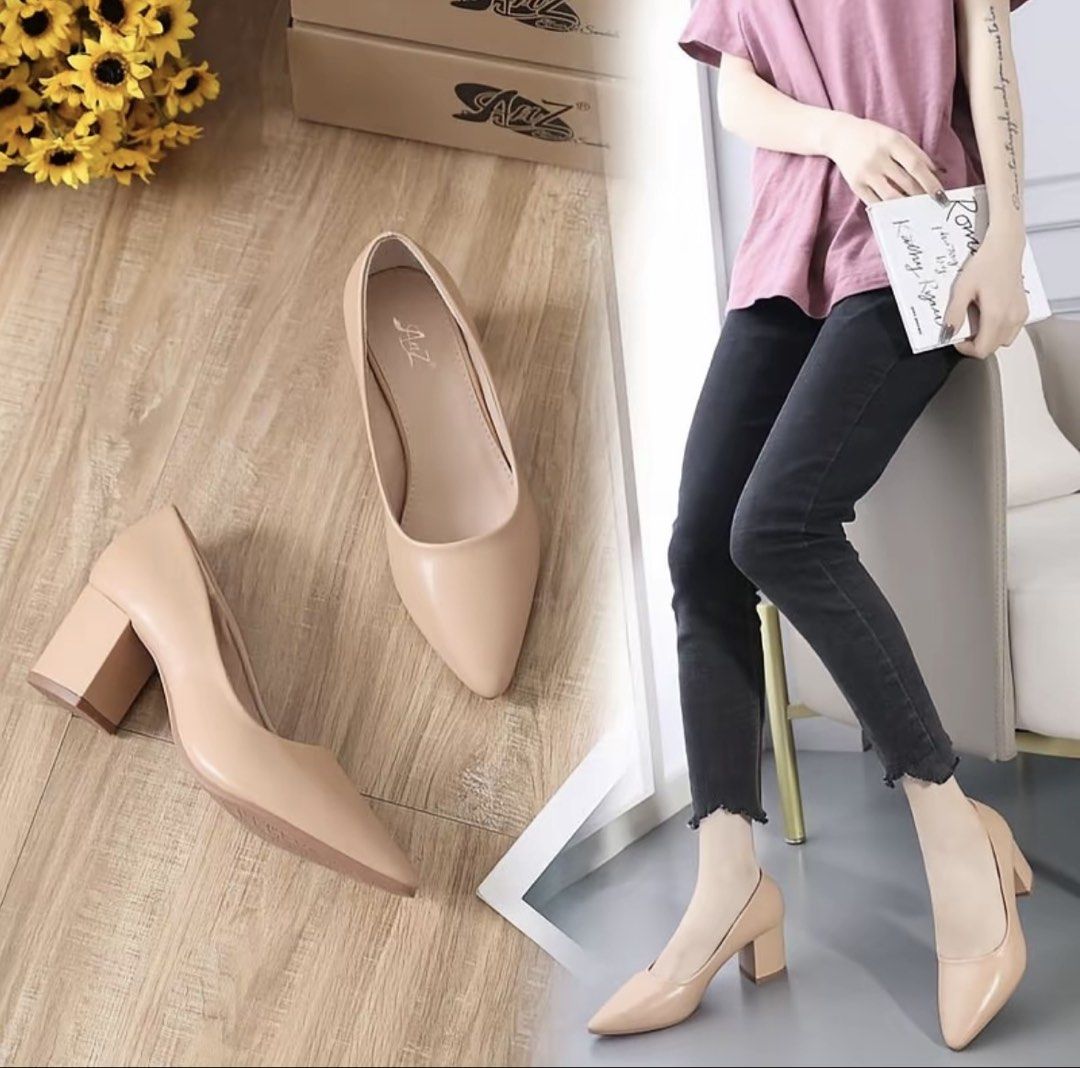 2in Pointed Toe Block Heel Pumps (Category: Heels) located in Marikina City. Submitted by kelzue (Listing ID 1469025264, Image 1). Description: Kakabili lang and ginamit once lang just to try yung fit. color: camel size: 35 (for petite feet) rfs: di kasya sakin loc: marikina.