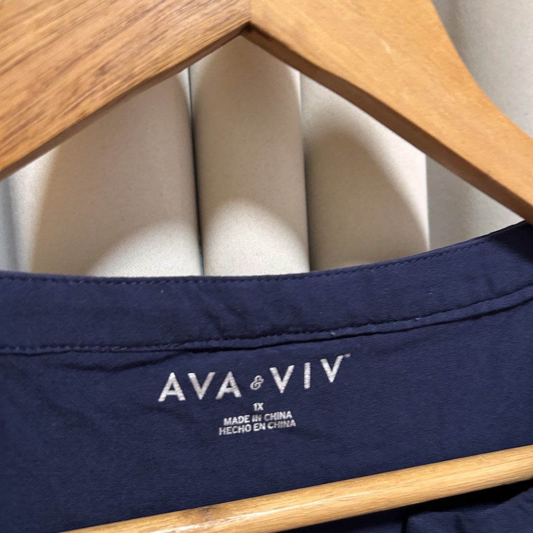 2XL AVA & VIV Navy Blue Top (Category: Blouses) located in Rizal. Submitted by from99abovecloset (Listing ID 1468978604, Image 2). Description: CODE:097 Size: 2XL Armhole (laid flat):10” Bust (around): 54” Length (laid flat): 30” Cotton rayon | loose | like new.