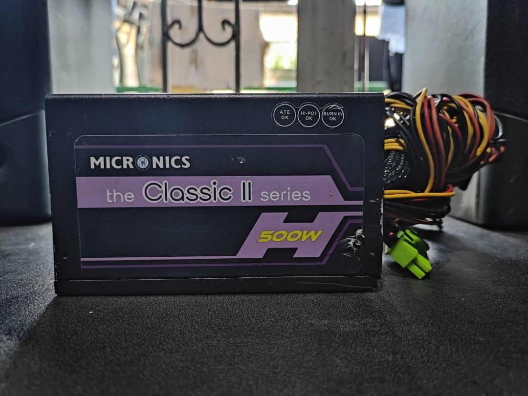 500W TRUE RATED PSU KOREAN BRAND (Category: Computer Parts) located in Taytay. Submitted by torkt (Listing ID 1469012009, Image 1). Description: Power Supply Unit for Computer Brand: Micronics Model: Classic II 500W Rated: 500W PCie: 2x 6+8PINS TESTED WITH RX 570 PRICE: 700 FIX Pick up or Lalamove cash or Gcash payment pag pick-up mo o ng rider loc: Lupang Arenda, Taytay Rizal.