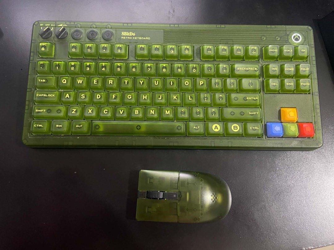 8BitDo Retro 87 Mechanical Keyboard and Retro R8 Mouse Bundle (Category: Computer Keyboard) located in Taguig. Submitted by sunnyplaythingsph (Listing ID 1469003889, Image 2). Description: Sold as set only. Lightly used Naka tengga na lang Completely functional tri-mode both -Wired via USB C -Bluetooth 2.4 ghz -Via USB A Dongle Complete accessories -Dongles -Cables -Charging station dongle for the mouse -Original pre-lubed switches for the keyboa