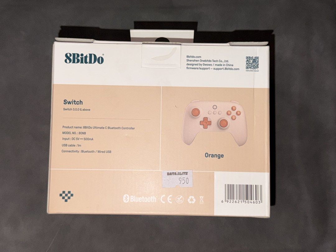 8BitDo Ultimate C Bluetooth Controller Orange (Category: Controllers) located in Mandaluyong City. Submitted by knb.ph (Listing ID 1468972716, Image 3). Description: - Item: 8BitDo Ultimate C Bluetooth Controller - Color: Orange - Compatibility: Nintendo Switch (System v3.0.0 and newer) - Connectivity: Bluetooth wireless or wired USB - Inclusions: Original box and matching 1-meter charging/data cable - Condition: Excellent, well-maintained.
