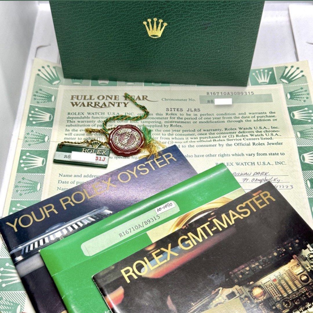 | FULLSET | 1989 Rolex GMT MASTER 16710 Coke Bezel Jubilee Black Dial Aluminium Bezel [ 16700 116710ln 16750 126710blro 16760 Batman pepsi 16758 ] (Category: Watches) located in Singapore. Submitted by horizonluxury (Listing ID 1469071081, Image 2). Description: Rolex GMT MASTER 16710 Coke Bezel Brand: Rolex Model: 16710 Dated: 1989 [ R Serial ] Condition: Like New Remarks : Full Set Watch , Certificate , Booklet and Links - Mint Condition 97% - 