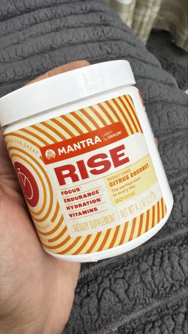💯 Mantra Rise ELECTROLYTE Valued 1800php (Category: Beverages) located in Makati City. Submitted by mygreatfinds (Listing ID 1469089519, Image 2). Description: RISE is a hydration and energy supplement designed to kickstart your day with essential nutrients that boost both mental and physical performance.💪 Good as new. Bought for almost 2k Mantra Rise is a Citrus Coconut Flavors - 4.1 oz. (30 Servings) FOCUS* - Nootropics for alertness & brain 