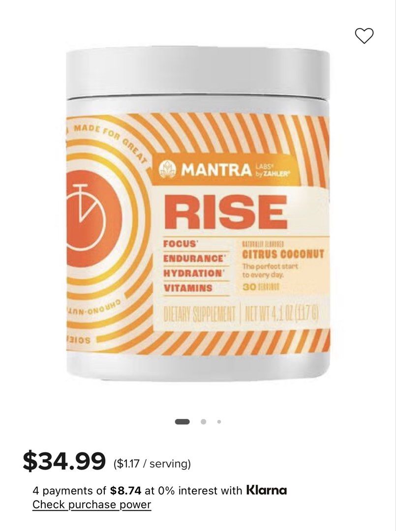 💯 Mantra Rise ELECTROLYTE Valued 1800php (Category: Beverages) located in Makati City. Submitted by mygreatfinds (Listing ID 1469089519, Image 3). Description: RISE is a hydration and energy supplement designed to kickstart your day with essential nutrients that boost both mental and physical performance.💪 Good as new. Bought for almost 2k Mantra Rise is a Citrus Coconut Flavors - 4.1 oz. (30 Servings) FOCUS* - Nootropics for alertness & brain 