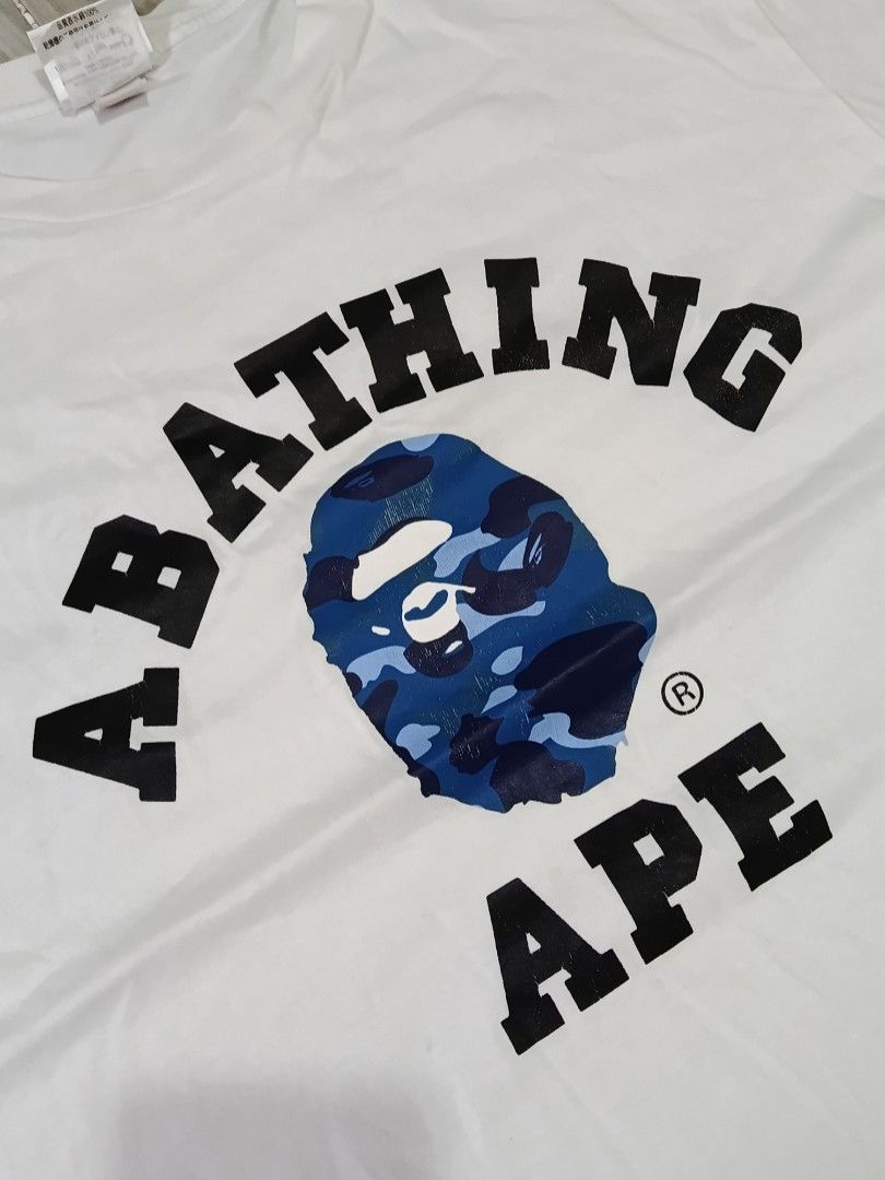 A BATHING APE COLLEGE TSHIRT (freeshipping) (Category: Tshirts & Polo Shirts ) located in Quezon City. Submitted by gyl-stop (Listing ID 1469077066, Image 2). Description: free shipping single stitch all the way 23 x 29 good condi cr: 9.5/10 issue: hairline crack/ OFF ONLY.